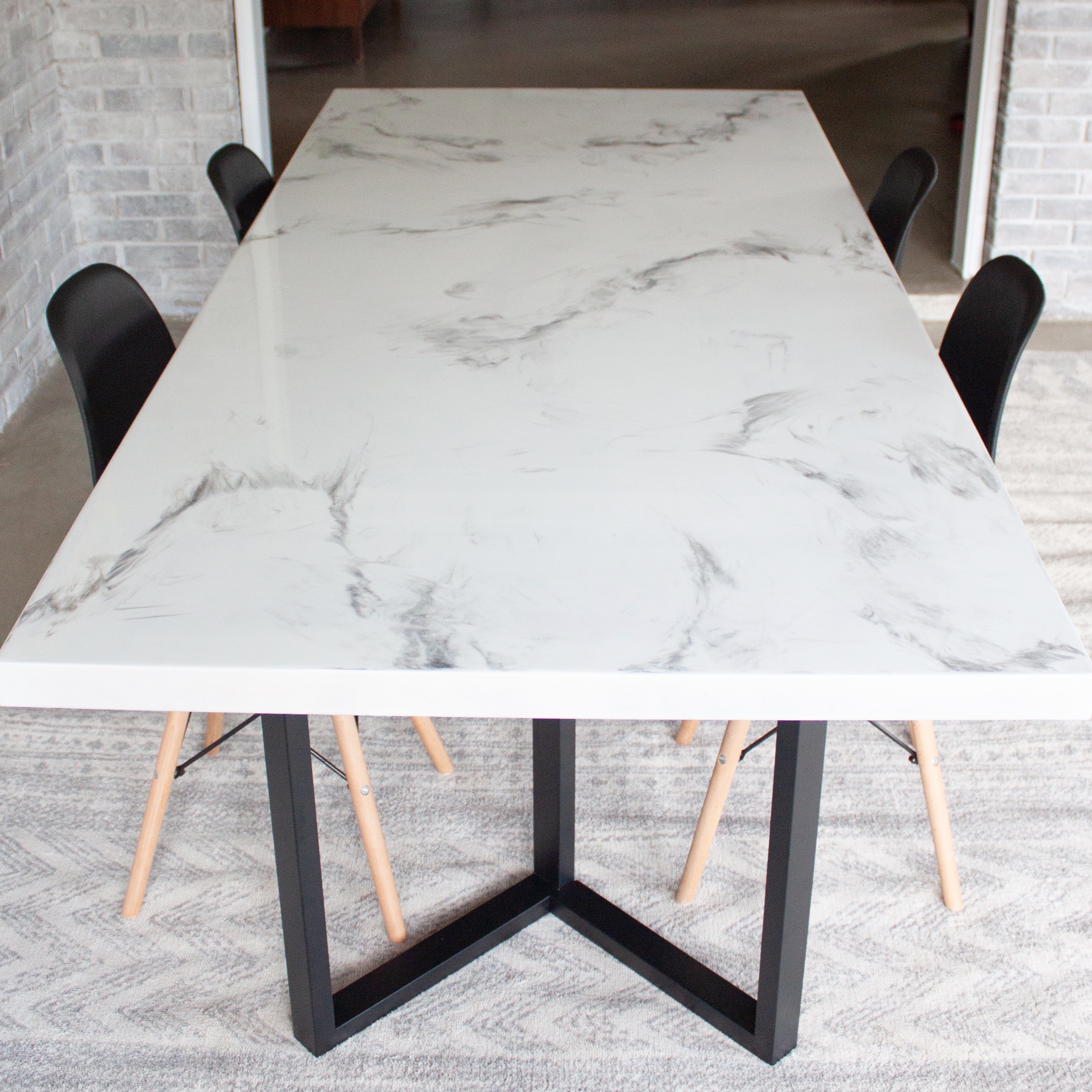 Modern White Metallic Dining Room Table