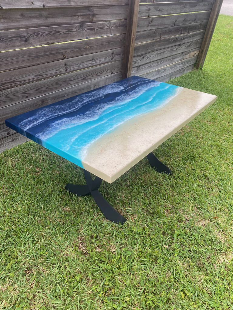 Light and Dark Blue Ocean Epoxy Dining Table