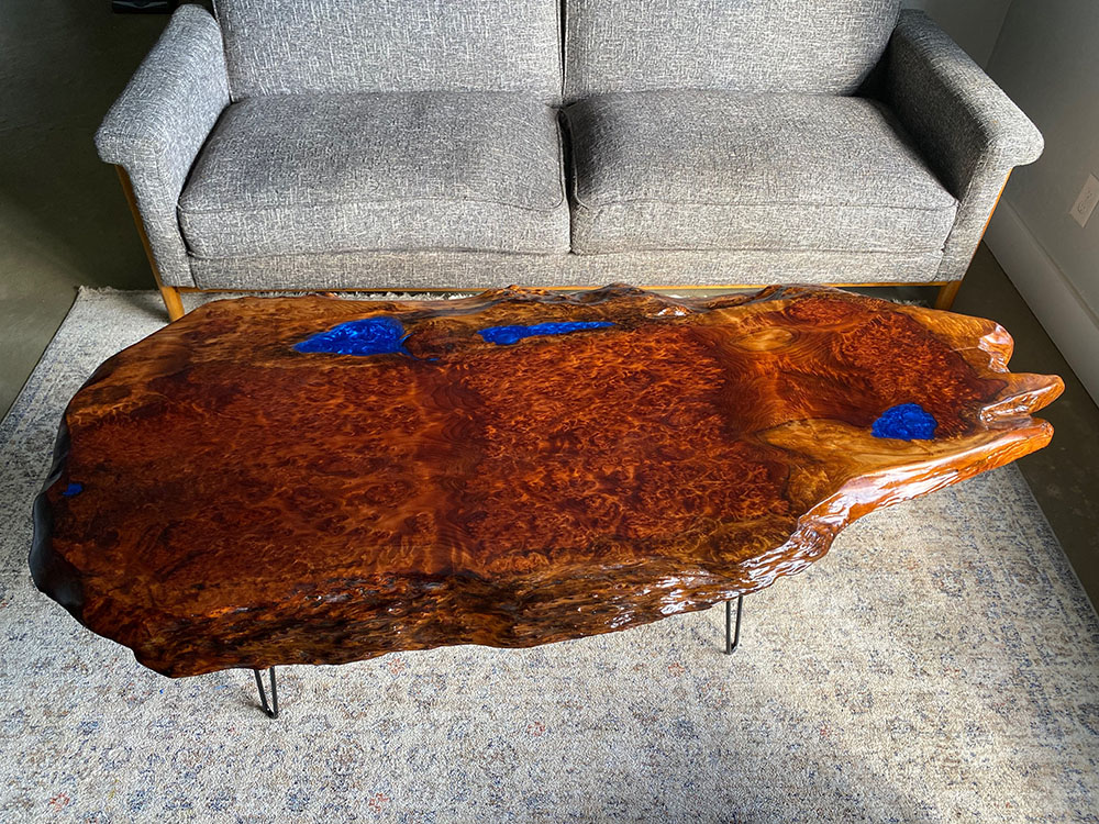 Live Edge Redwood Burl Coffee Table